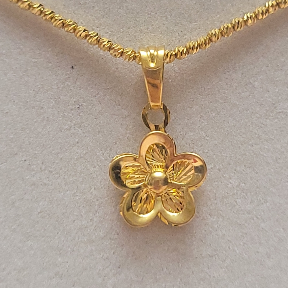 Flower Pendant only in Solid Gold 21K - Picture 2 of 10